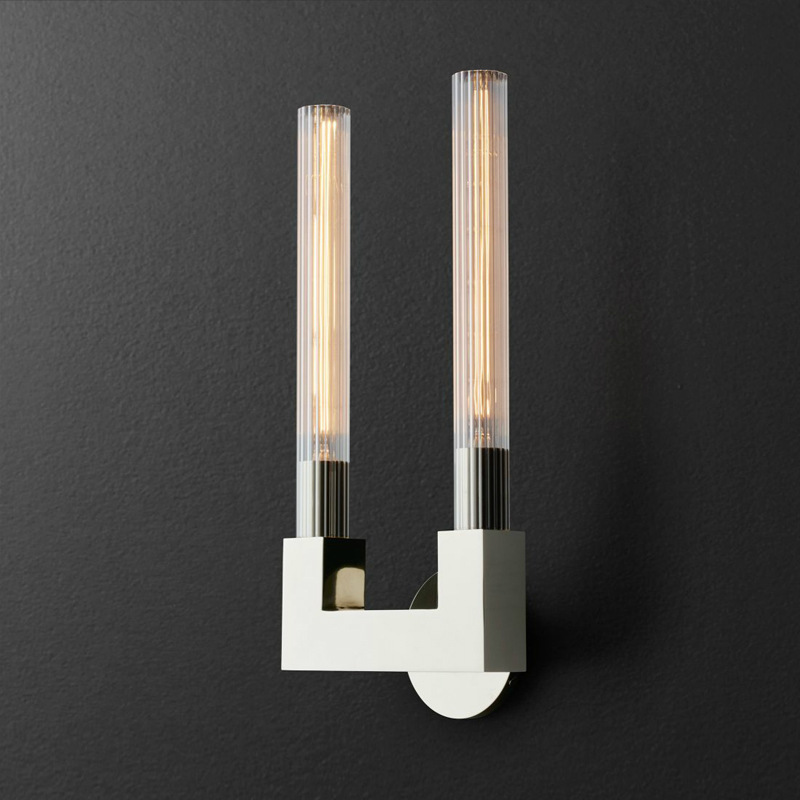 Бра RH CANNELLE wall lamp DOUBLE Sconces Chrome Хром Прозрачное Стекло в Новосибирске | Loft Concept 