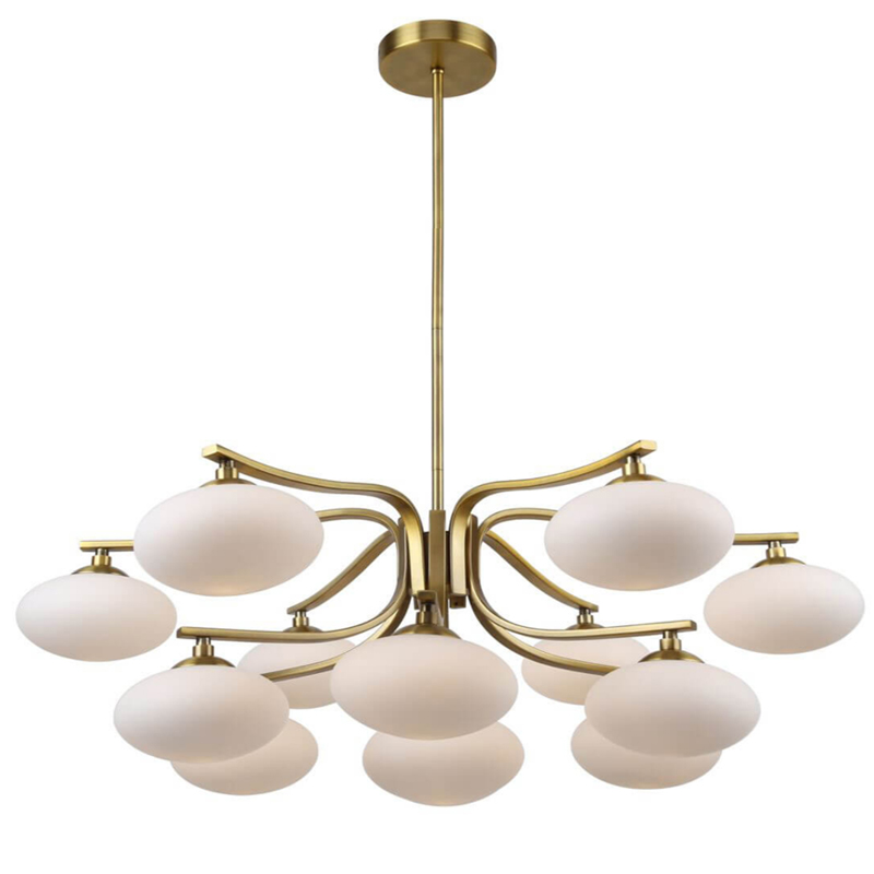 Oval Balls Mushrooms Chandelier 13 Brass Латунь Прозрачный белый в Новосибирске | Loft Concept 