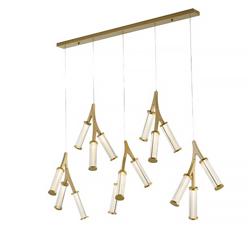 Люстра Cylinder Branches Chandelier Gold 15 Золотой Прозрачный в Новосибирске | Loft Concept 