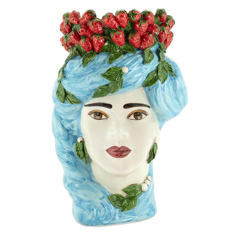 Ваза VASE STRAWBERRIES HEAD LADY BIG Blue Красный Голубой в Новосибирске | Loft Concept 