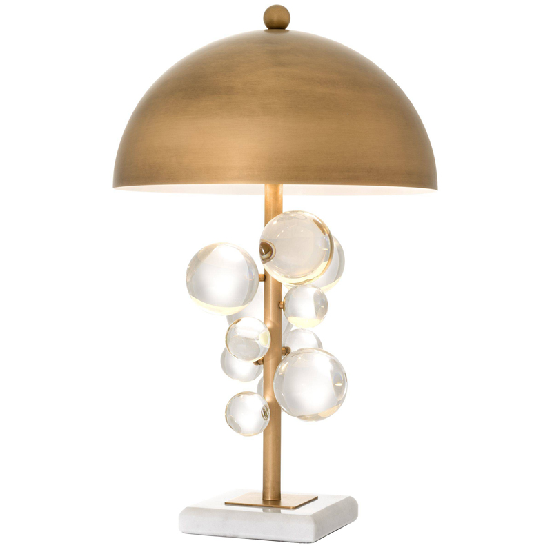 Настольная лампа Eichholtz Table Lamp Floral Латунь Античная полированная Прозрачное Стекло Белый в Новосибирске | Loft Concept 