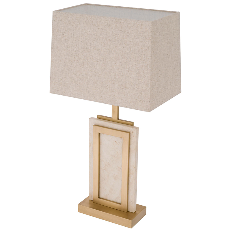 Настольная лампа Eichholtz Table Lamp Murray Travertine Бежевый Латунь в Новосибирске | Loft Concept 