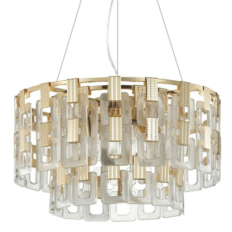 Люстра Ribbed Elements Pendant Round 52 Золотой Прозрачное Стекло в Новосибирске | Loft Concept 