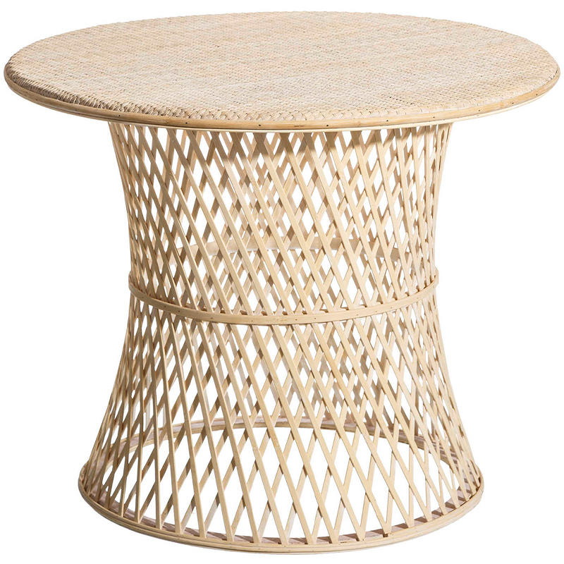 Круглый приставной стол из бамбука Woven Bamboo Side Table Бежевый в Новосибирске | Loft Concept 