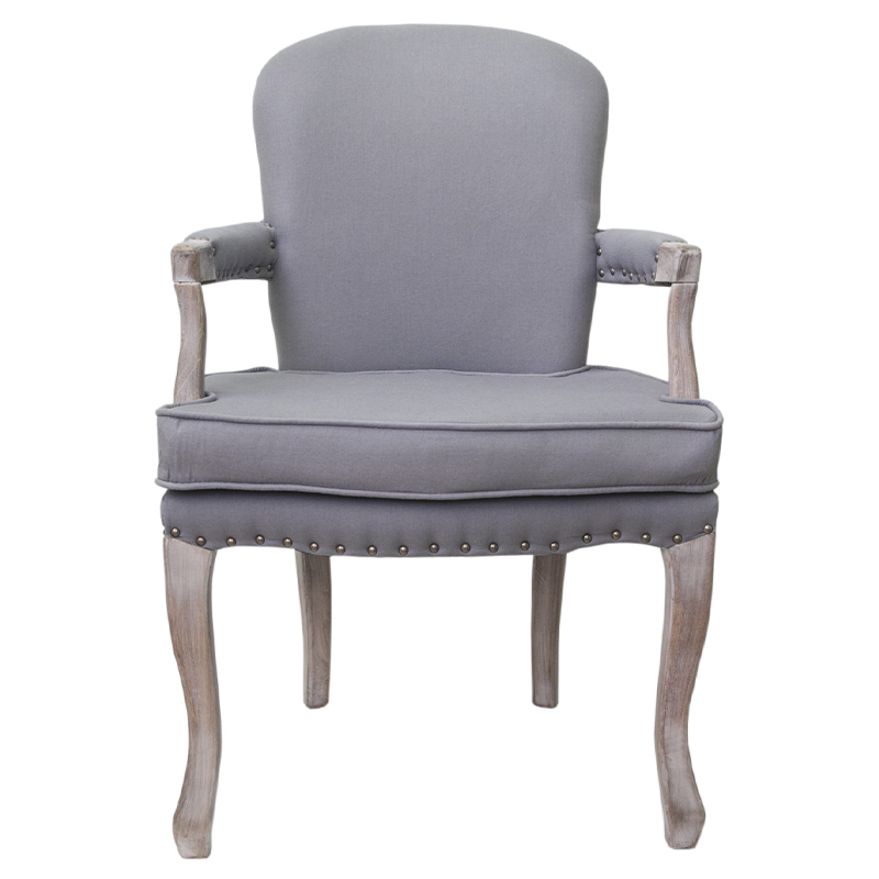 Кресло Aubrey Classical Armchair grey flax Серый Коричневый в Новосибирске | Loft Concept 