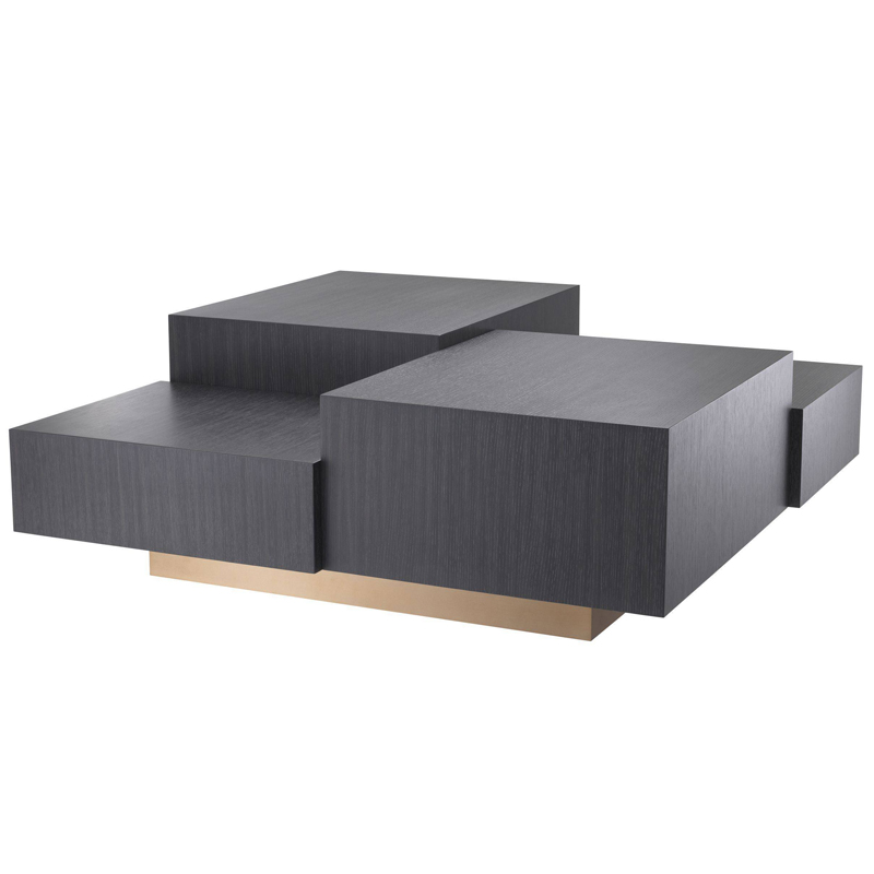 Кофейный стол Eichholtz Coffee Table Nerone Дерево Темно-Серый Матовая латунь в Новосибирске | Loft Concept 