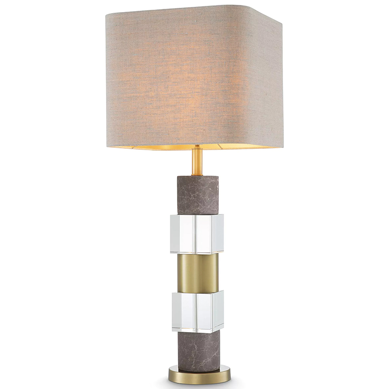 Настольная лампа Eichholtz Table Lamp Cullingham Grey Marble Латунь Прозрачное Стекло Серый Бежево-серый в Новосибирске | Loft Concept 