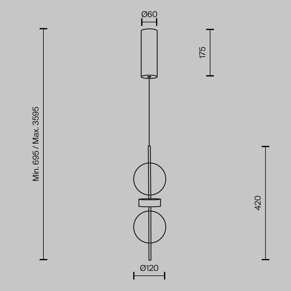 Подвесной светильник с плафоном из стекла с зеркальным градиентом Double Moon в Новосибирске