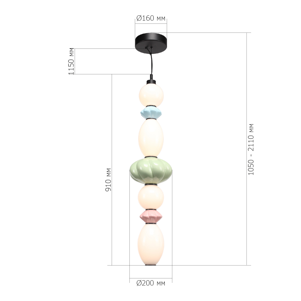 Подвесной светильник фигурный с керамическими элементами 32W LED Fragrant Light в Новосибирске