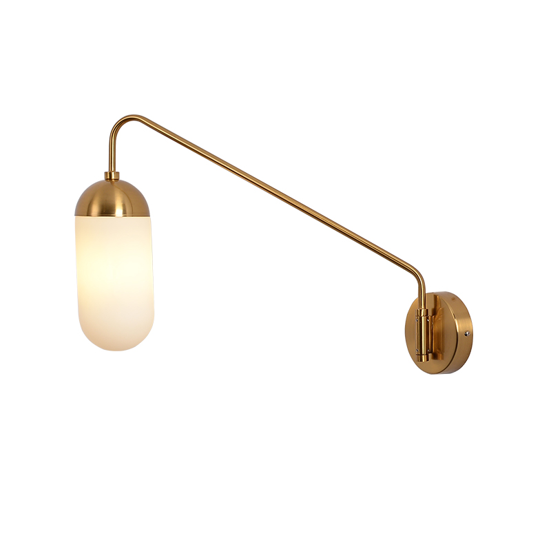 Бра Pelle Sconce, Long Gooseneck Clear Shade Латунь Белый в Новосибирске | Loft Concept 