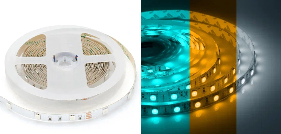 Светодиодная лента 7,2W/m 30LED/m 5050SMD разноцветная 5M - фото №2