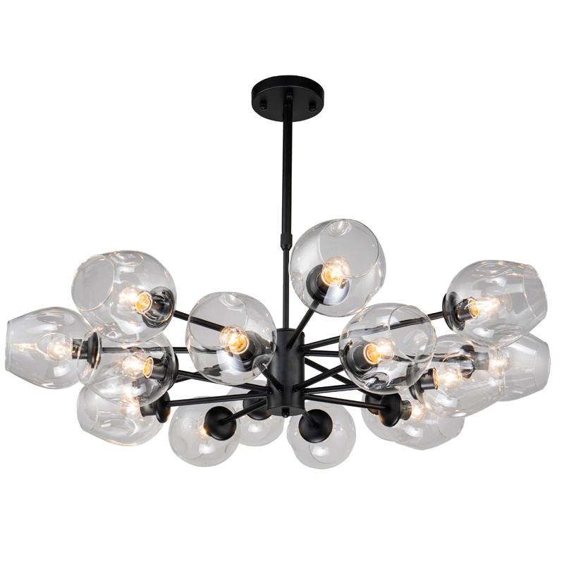 Люстра Branching Bubble Chandelier black 16 Черный Прозрачный в Новосибирске | Loft Concept 