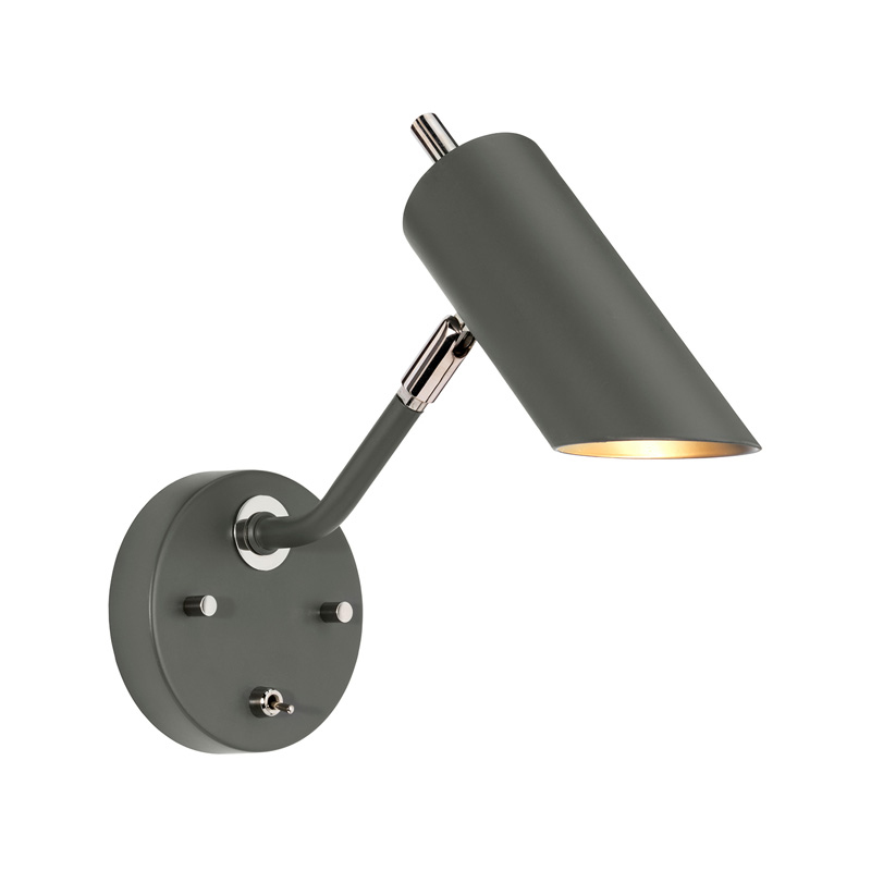 Бра с цилиндрическим плафоном и круглым основанием с выключателем Elstead Lighting Никель Серый в Новосибирске | Loft Concept 