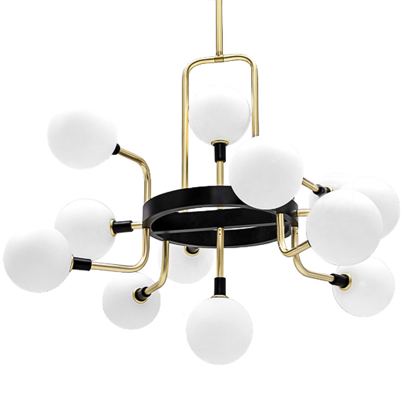 Люстра TECH Lighting Viaggio Chandelier 12 Черный Белый Глянцевое золото в Новосибирске | Loft Concept 