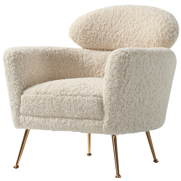 Кресло Milk Boucle Chair Молочный Золотой в Новосибирске | Loft Concept 