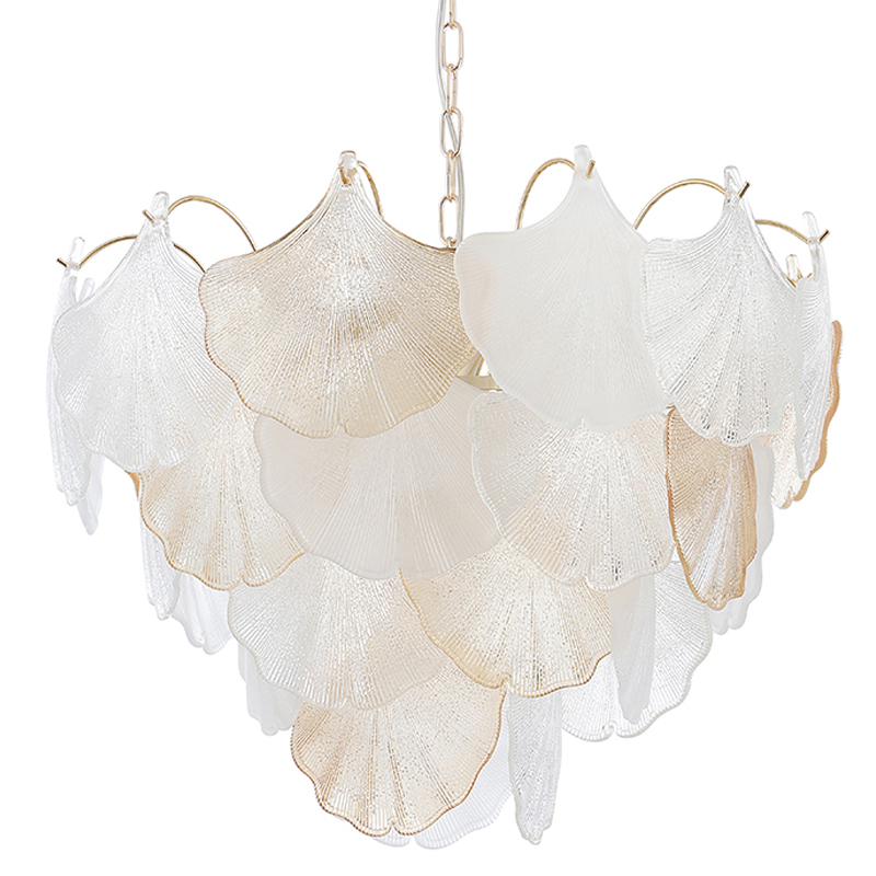 Люстра с рельефными стеклянными элементами в форме листьев Textured Glass Chandelier Золотой Прозрачный Белый Янтарный Люстра с рельефными стеклянными элементами в форме листьев Textured Glass Chandelier Золотой Прозрачный Белый Янтарный в Новосибирске | Loft Concept