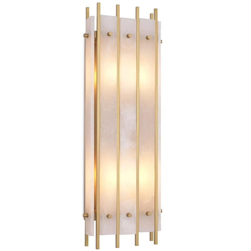 Бра Eichholtz Wall Lamp Sparks L Alabaster Латунь Бежевый Белый Мрамор Bianco в Новосибирске | Loft Concept 