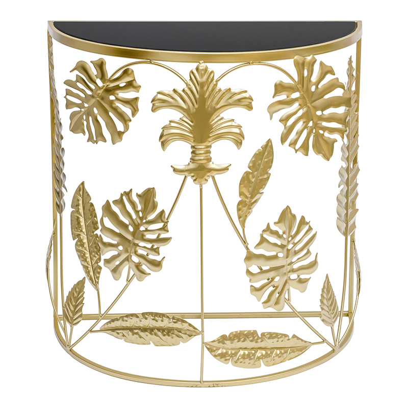 Консоль Tropical Gold Leaves Console Золотой Черный в Новосибирске | Loft Concept 