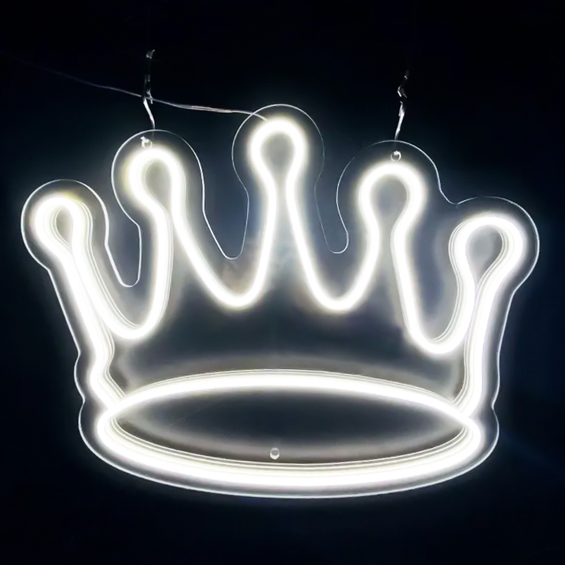 Неоновая настенная лампа Crown Neon Wall Lamp Белый Прозрачный в Новосибирске | Loft Concept 