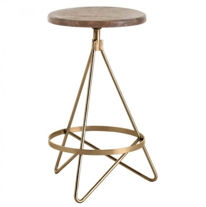 Барный стул Industrial Vintage Brass Iron Swivel Bar Stool Золотой Коричневый в Новосибирске | Loft Concept 