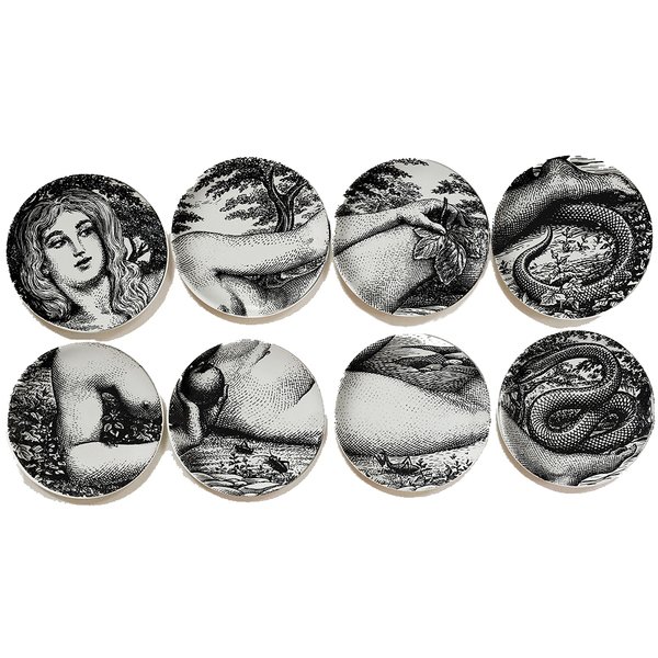 Тарелки FORNASETTI SET OF 8 "EVA" Черный в Новосибирске | Loft Concept 