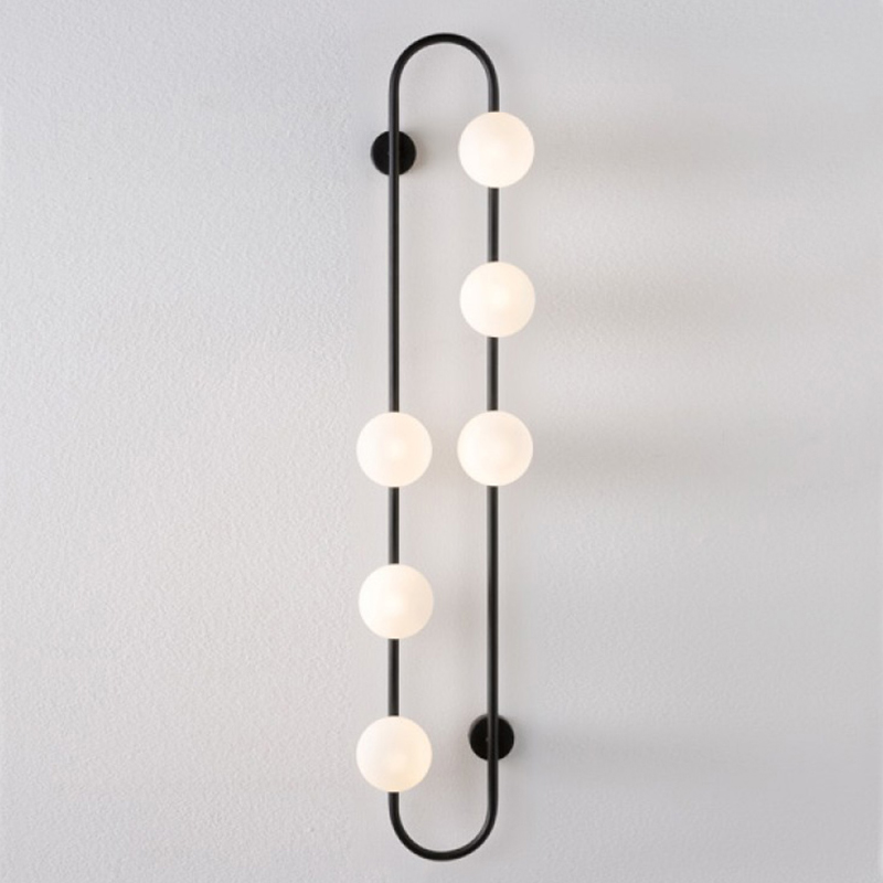 Бра HOOP WALL Lamp Black 6 Черный Белый в Новосибирске | Loft Concept 