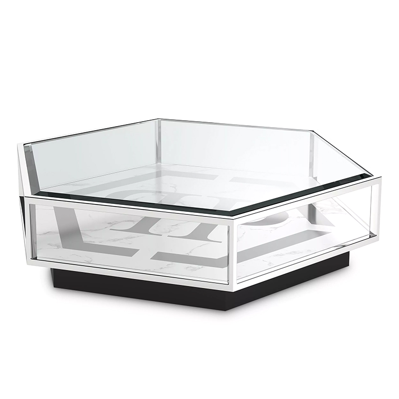 Кофейный стол Philipp Plein Coffee Table Falcon View Chrome Хром Белый Серый Черный в Новосибирске | Loft Concept 