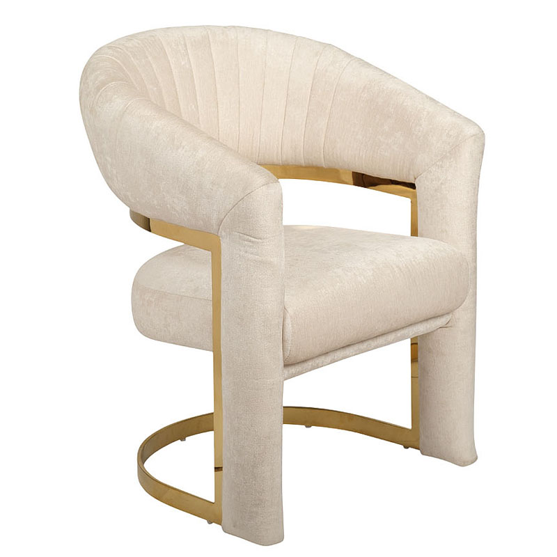 Полукресло Valbonne Chair cream velour Кремовый Глянцевое золото в Новосибирске | Loft Concept 