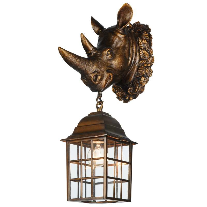 Уличный светильник Rhinoceros Lantern Темная бронза Прозрачное Стекло в Новосибирске | Loft Concept 