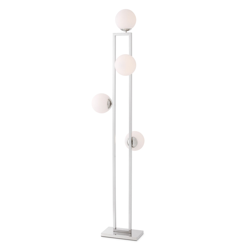 Торшер Eichholtz Floor Lamp Pascal Nickel Никель Белый в Новосибирске | Loft Concept 