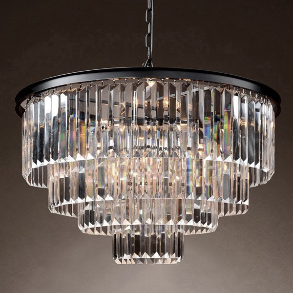 Люстра RH 1920s Odeon Clear Glass Fringe Chandelier -60 Черный в Новосибирске | Loft Concept 