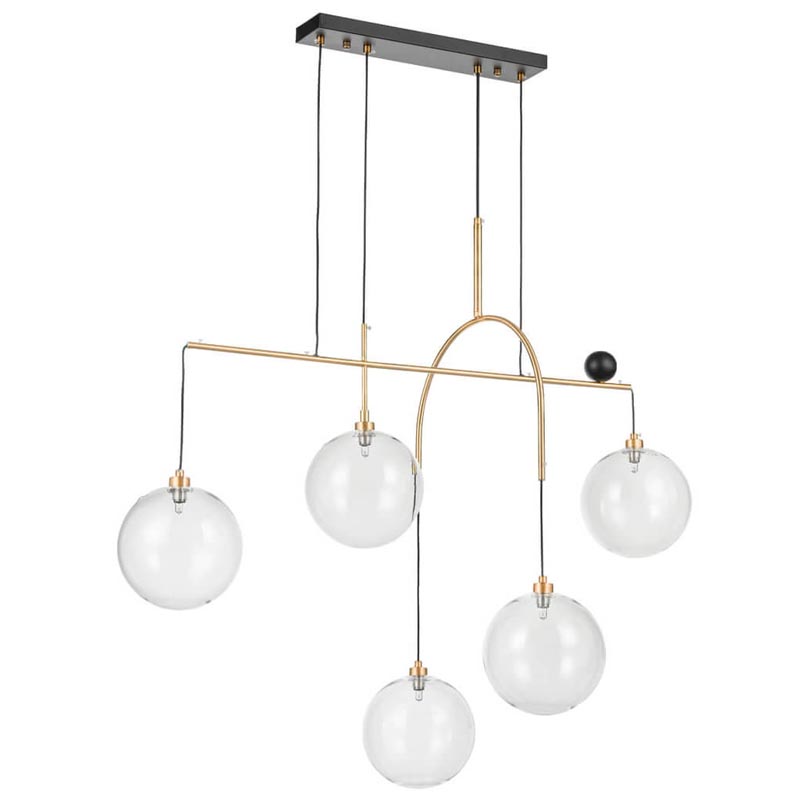 Люстра Five Hanging Balls Chandelier Золотой Прозрачный Черный в Новосибирске | Loft Concept 