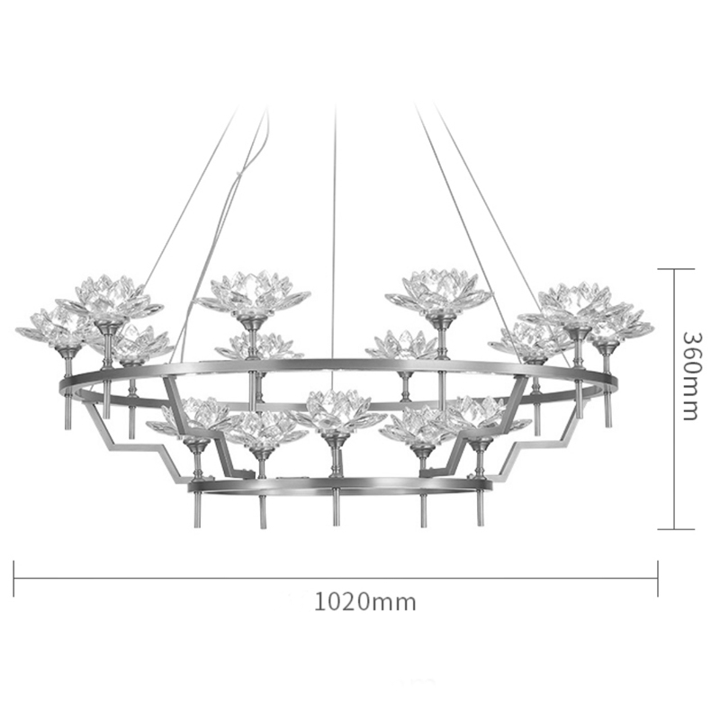 Большая Люстра Хрустальные Цветы Лотоса Lotus flower Clear Glass lamp 15 в Новосибирске