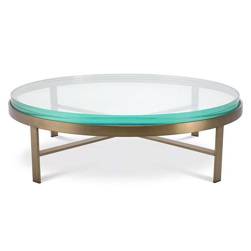 Кофейный стол Eichholtz Coffee Table Hoxton Латунь Прозрачное Стекло Бирюзовый в Новосибирске | Loft Concept 