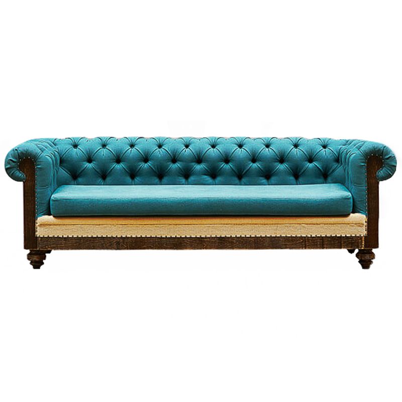 Диван Deconstructed Chesterfield Sofa triple turquoise Linen Коричневый Бирюзовый ivory ( слоновая кость ) в Новосибирске | Loft Concept 