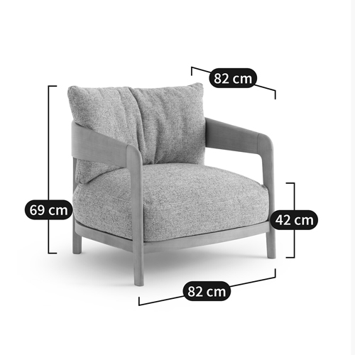 Кресло с каркасом из массива ясеня Deniaud Ash Grey Armchair в Новосибирске