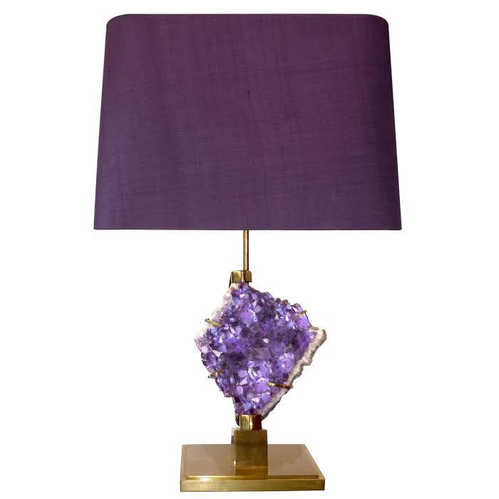 Настольная лампа Bronze and Amethyst Lamp Глянцевое золото Сиреневый в Новосибирске | Loft Concept 