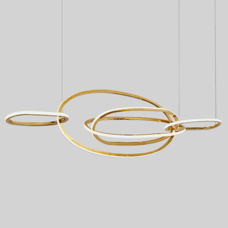 Люстра Horizontal Gold Oval Rings Chandelier Золотой в Новосибирске | Loft Concept 