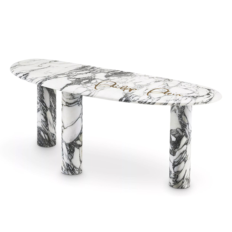 Консоль Philipp Plein Console Table Forte Белый Мрамор Bianco Золотой в Новосибирске | Loft Concept 