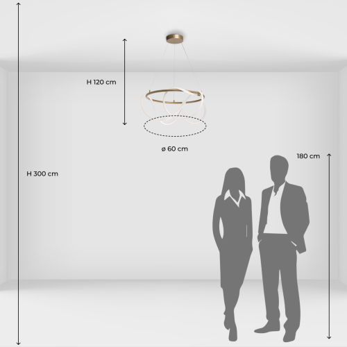 Люстра подвесная круглая золотого цвета с белыми изогнутыми световыми линиями Luke Lampco Tracer Lamp в Новосибирске