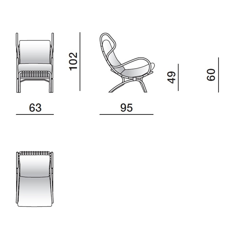 Дизайнерское кресло из ротанга Gio Ponti CONTINUUM D.163.7 BY BONACINA 1889 Armchair в Новосибирске