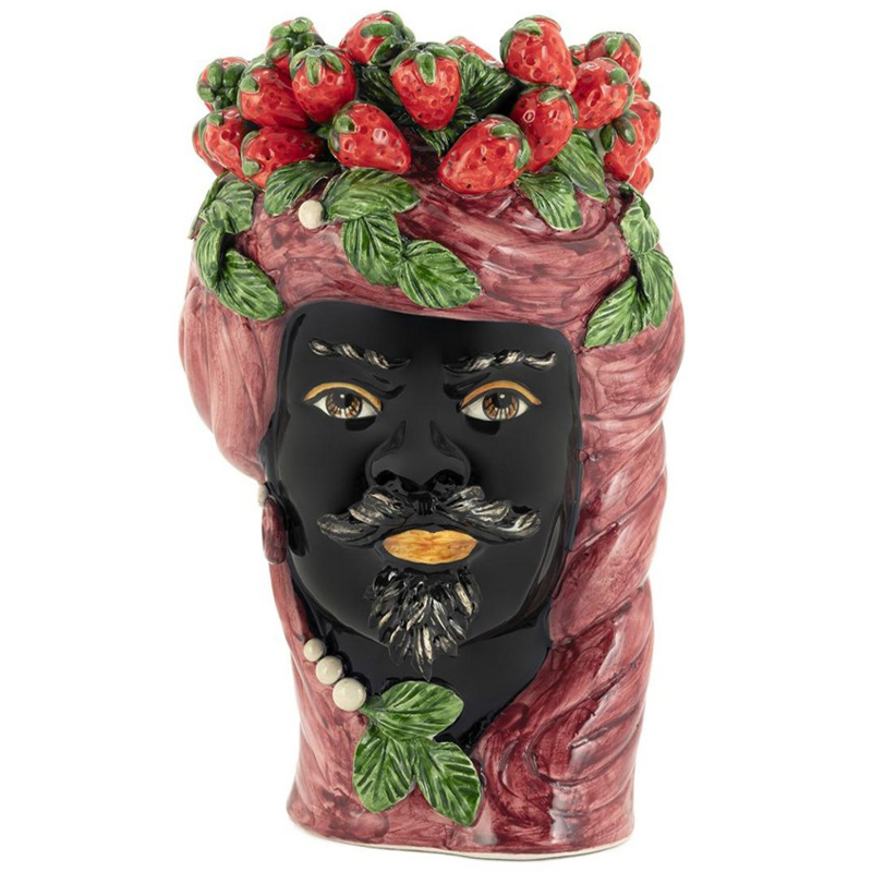 Ваза Vase Strawberries Head Man Bordeaux Бургундский красный Красный Черный Зеленый Мульти в Новосибирске | Loft Concept 