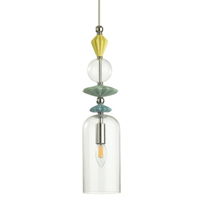 Подвесной светильник Iris Glas hanging lamp candy C chrome Прозрачное Стекло Прозрачный желтый Голубой Хром Прозрачный зеленый в Новосибирске | Loft Concept 