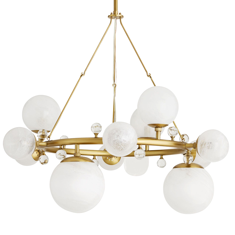 Люстра Arteriors TROON ROUND CHANDELIER Золотой Белый в Новосибирске | Loft Concept 