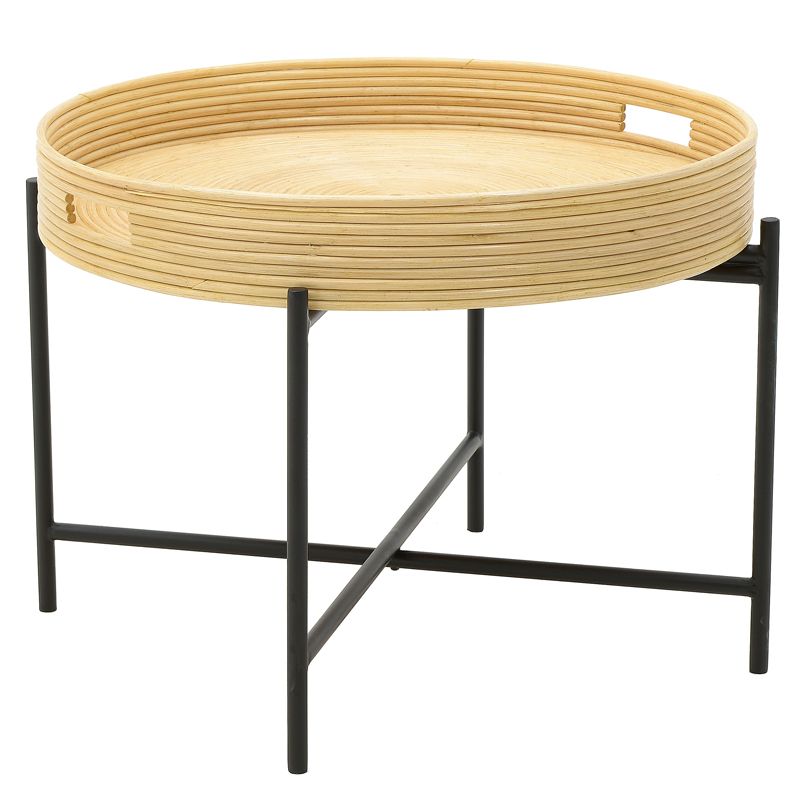 Кофейный стол-поднос Odelis Rattan Table Черный Древесина в Новосибирске | Loft Concept 