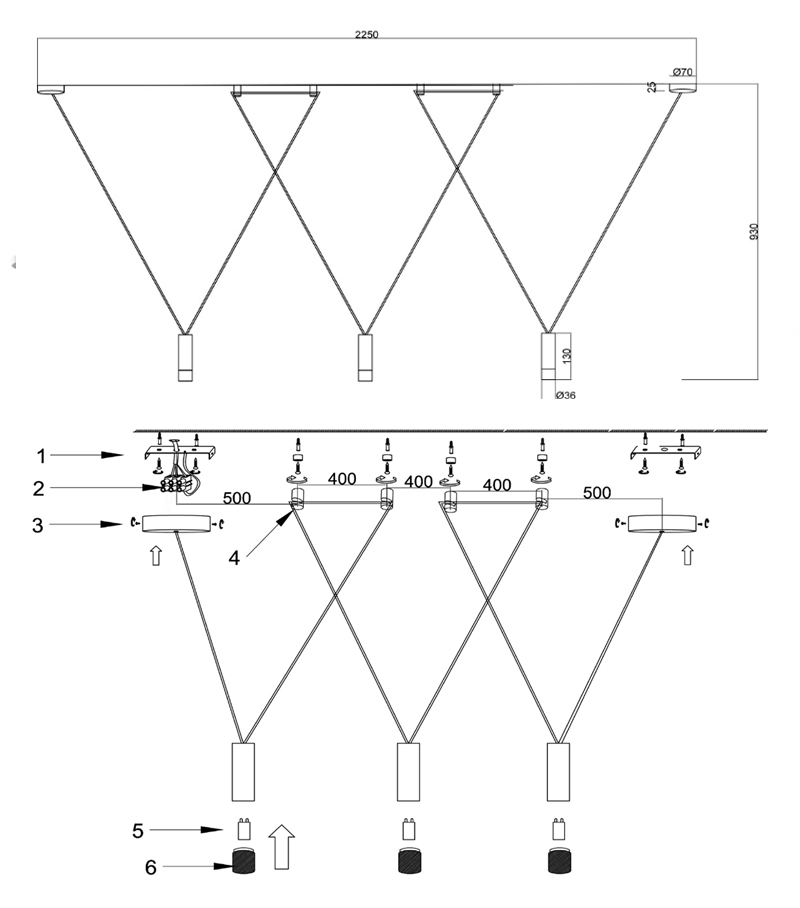 Wireflow LED White Suspension lam 3 патрона в Новосибирске