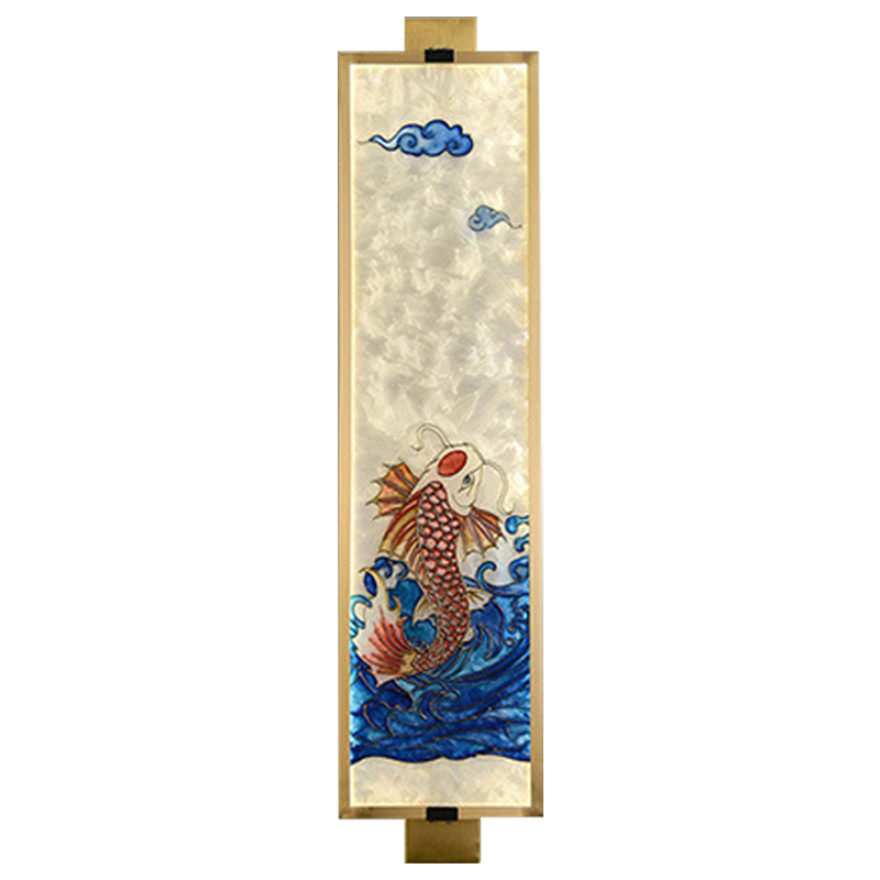 Настенный светильник Red Fish Oriental Scenes Wall Lamp Мульти Золотой Синий Красный в Новосибирске | Loft Concept 