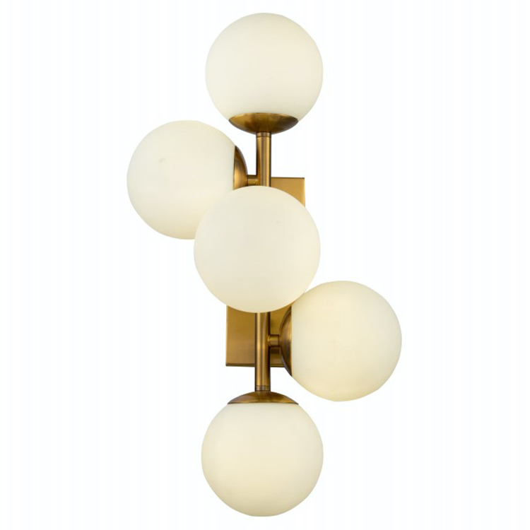 Бра White Balls Sconces Белое матовое стекло Латунь в Новосибирске | Loft Concept 