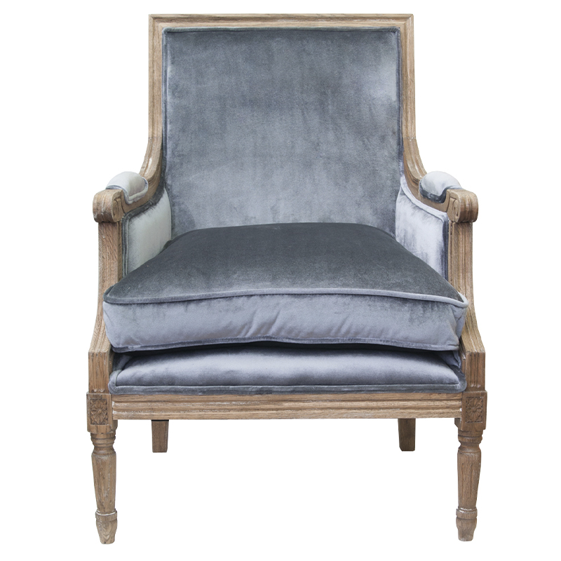 Кресло William Classical Armchair grey velvet Серый Коричневый в Новосибирске | Loft Concept 