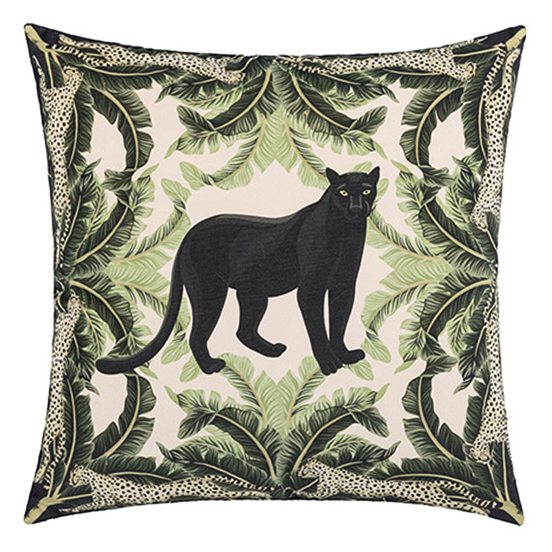 Декоративная подушка Черная Пантера Black Panther Cushion Бежевый Черный Зеленый в Новосибирске | Loft Concept 